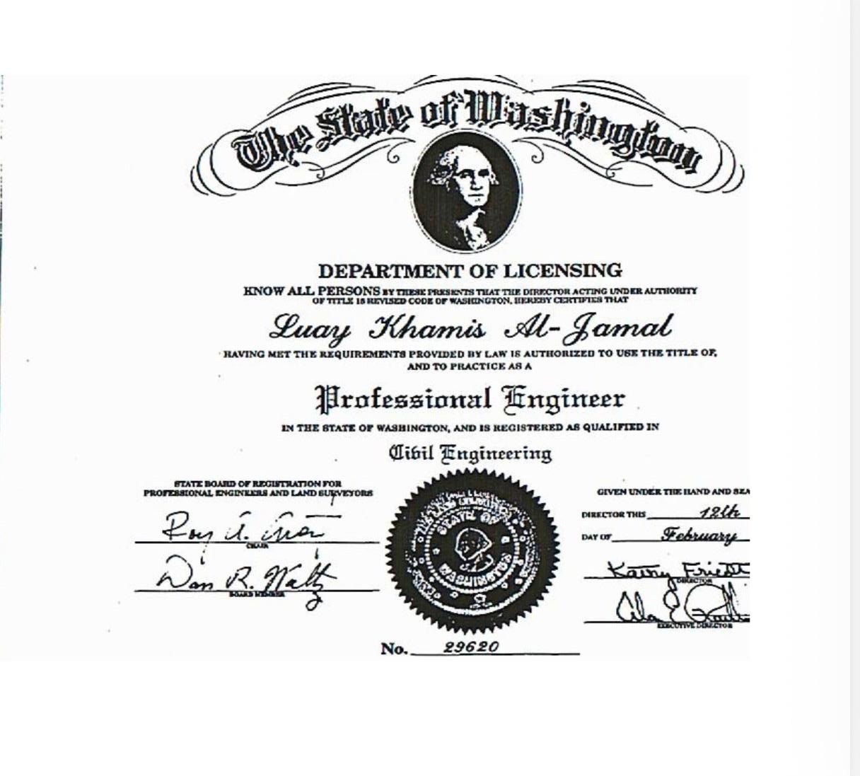 Washington Professional Engineer